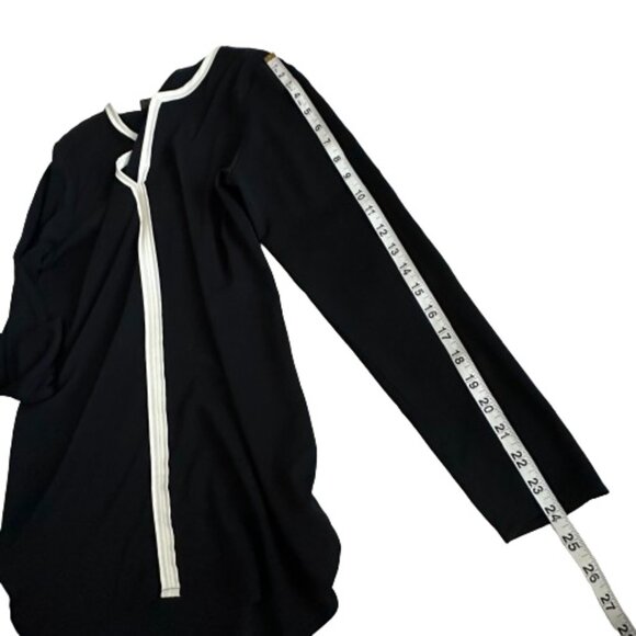 Ann Taylor Women's Small Black & White Long Sleeves Pullover V-neck Blouse Top - Picture 13 of 15